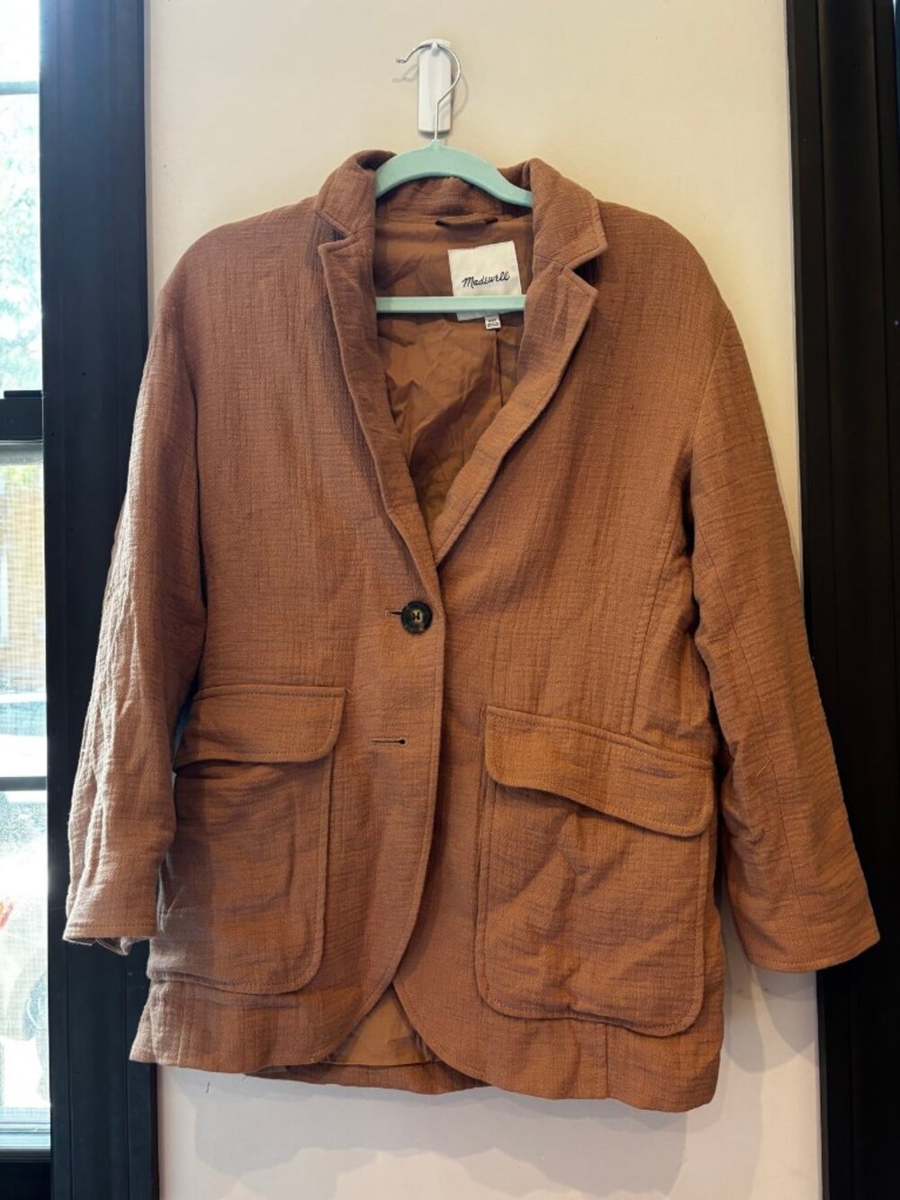 Madewell Tan Textured Relaxed Blazer, Size XXS